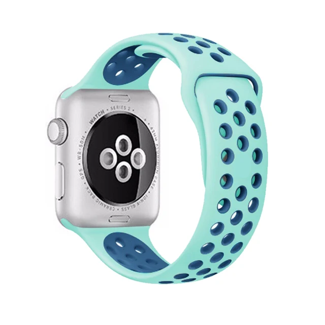 Strap for Apple watch series 7 45mm 41mm 38mm 40mm silicone watchband bracelet correa on smartwatch 6543 se 44mm 42m accessories Mint green dark blue