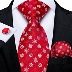 Christmas Ties For Men 8cm Men's Red Snowflake Neck Tie Set Gift Men Accessoires Corbatas Para Hombre DiBanGu