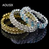 AOUSIX New Fashion Crystal 2 rows Bracelets & Bangles for Women 8 colors Rhinestone Stretching Bangle Upper Arm Bracelet Jewelry 1