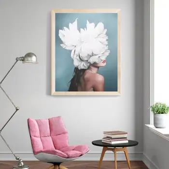 

posters and prints 40x60cm Feather and Girl Figure Modern Style Canvas Painting Wall Art Picture Living Room Decor wall