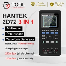 Hantek 2d72 3in1digital multímetro + gerador de forma de onda osciloscópio portátil usb 2 canais 40mhz 70mhz testador kit