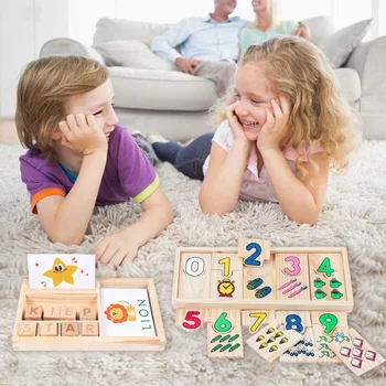 

Children Wooden Learning Toys Kit Cognitive Puzzle Cards Words Spelling Montessori Early Educational Toys for Kids Roddlers