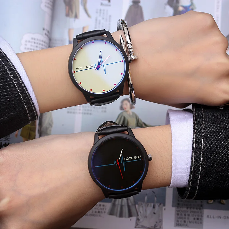 Корейский стиль Ulzzang ретро повседневный и простой Blueray стекло электрокардиограмма модные часы корейский стиль-стиль мужские и женские