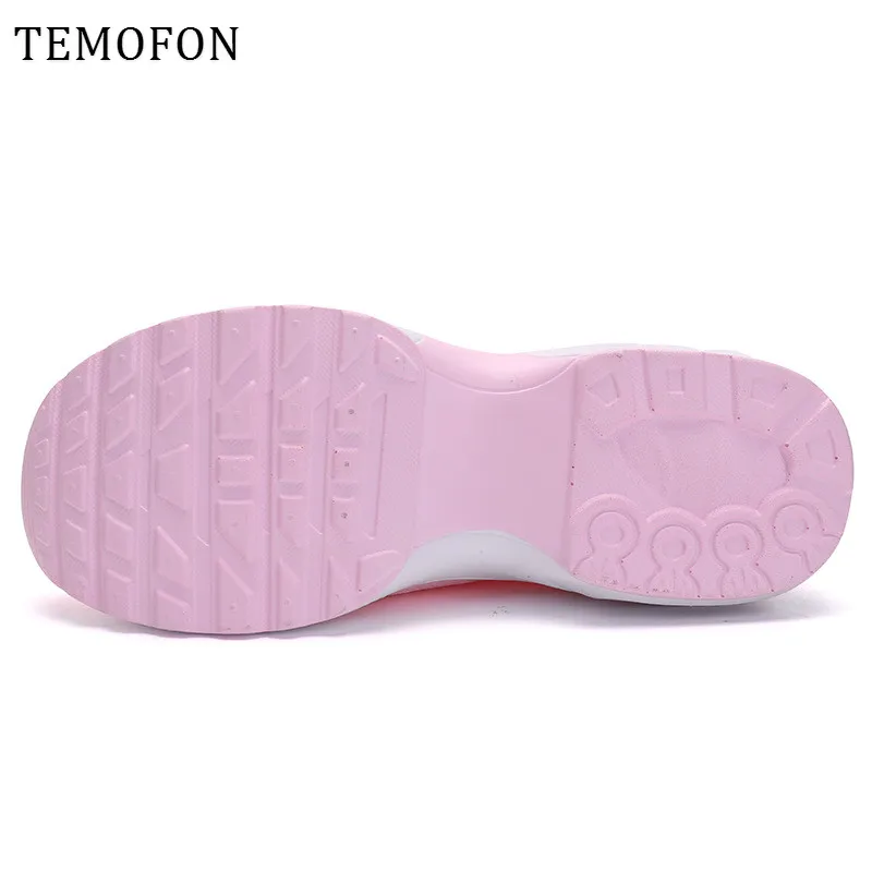 TEMOFON/кроссовки размера плюс с дышащей сеткой; женская повседневная обувь; цвет белый, черный; слипоны на платформе; женские кроссовки с воздушной подушкой; коллекция года; HVT626