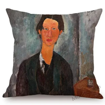 Итальянская Amadeo Modigliani масляная живопись обнажённая девушка голый женщина абстрактный портрет диван наволочка современное искусство льняная наволочка - Цвет: T339-12