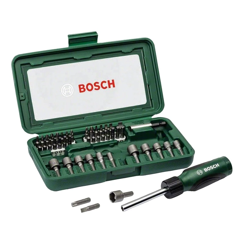 Набор головок и бит BOSCH (504) (46 предметов в кейсе магнитный держатель PH/SL/HEX/TX) |