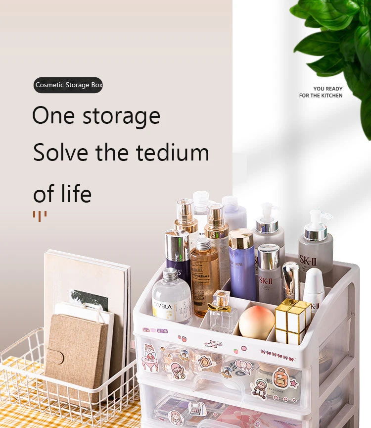 1/2/3 Layer Organizer For Cosmetics Jewelry Organizer Box Plastic Storage Container With Stickers Organizador Maquillaje