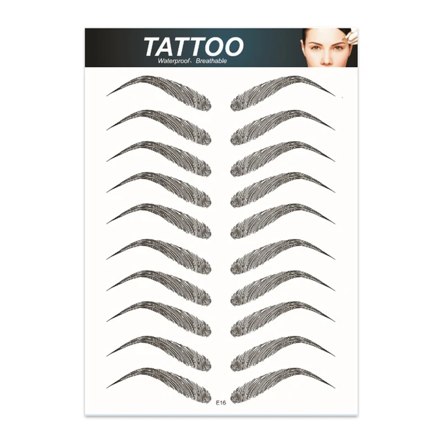 Black Water-based Hair-liked Authentic Eyebrow Tattoo Sticker Waterproof Cosmetics Long Lasting Makeup False Eyebrows Stickers E16