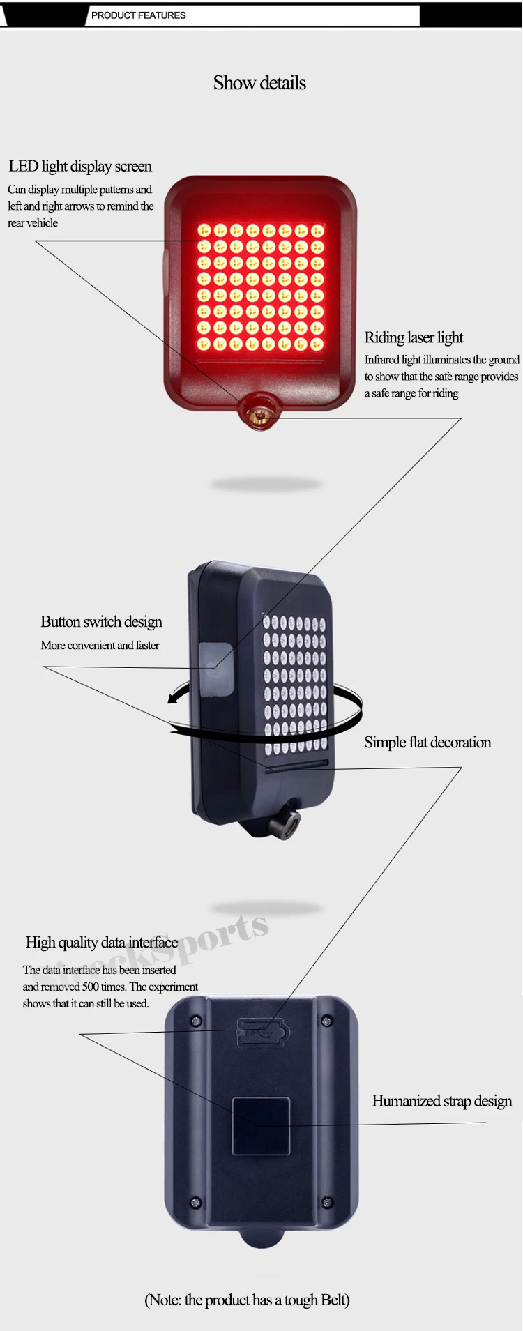 Электрический скутер Интеллектуальный поворотный задний светильник сигнальный светильник тормозной светильник проекционная лампа 64 светодиодный Предупреждение льный фонарь аксессуар для велосипеда