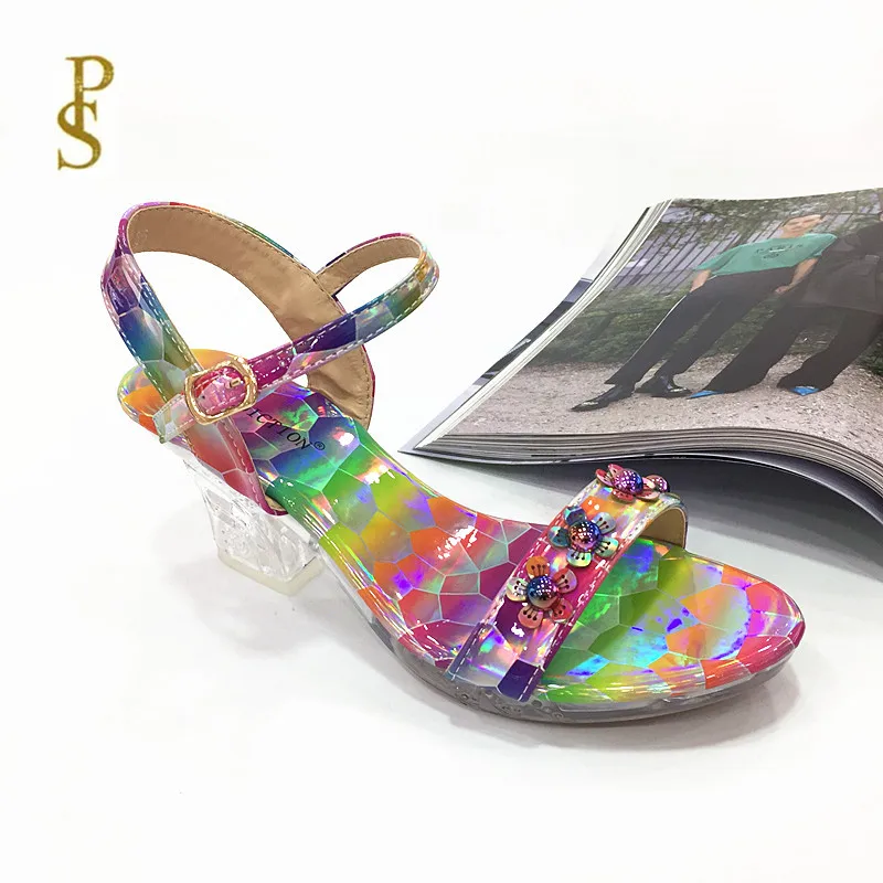 

Crystal heels shoes for girls Colorful sandals for girls Shoes with waterproof platforms