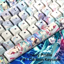 Japanese Anime Theme Keycaps Mechanical Keyboard 104 Keys Cherry Profile Cartoon Cute Girl Mx Switch PBT DIY Key Cap Dye Subbed