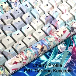 Anime japonês tema keycaps teclado mecânico 104 teclas cereja perfil dos desenhos animados bonito menina mx interruptor pbt diy tampão chave tintura subbed