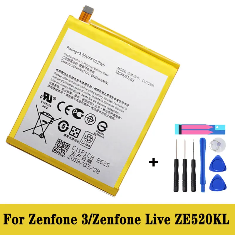 

C11P1601 Original Battery with 2650mAh for Asus Zenfone 3 Zenfone3 ZE520KL Z017DA live ZB501KL Phone + Free Tools