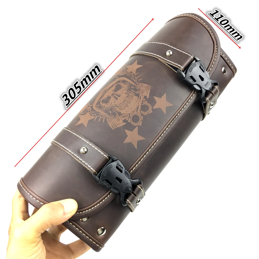 Unique Bargains Handlebar Tool Bag Cycling Barrel Roll Bag for Motorcycle  Faux Leather Black