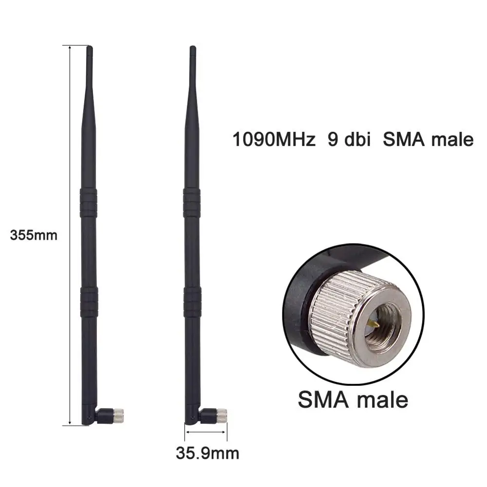 10 dbi 1090MHz antena ADS-B/TCAS/SSR adaptador macho SMA conector amplificador de señal 375mm