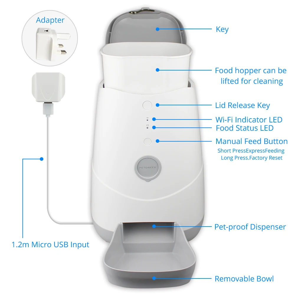 US $111.75 Zemismart Wifi Connect Cell Phone APP Remote Operate Auto Dog Cat Feeder Smart Pet Feeder