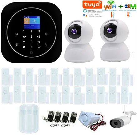 

Yobang Security Tuya WIFI GSM Home Alarm Home Burglar Security System Kit Support Tuya APP Remote Control Alexa With Tuya Camera