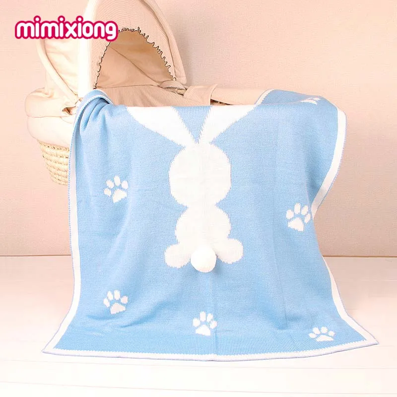 Baby Blankets Knitted Rabbit Knitted Newborn Boys Girls Swaddle Wrap Blanket 95*75cm Toddler Kids Throwing Quilts Multifunction