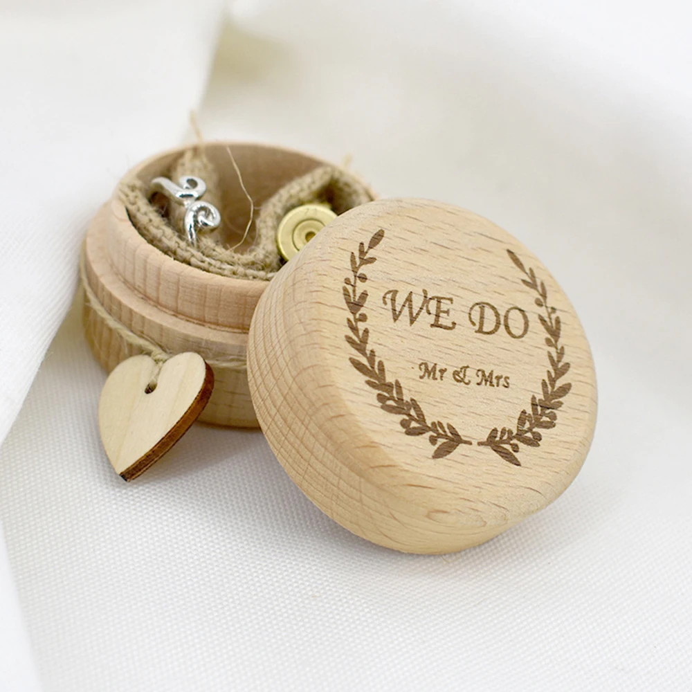 

1 pc Wedding Couple Rings Box Jewellery Empty Boxes Wood Ring Box Valentine's Day Gift Package Box Wedding Decoration Supplies