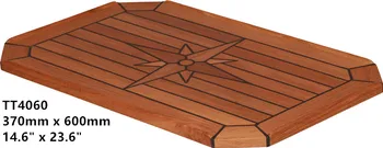 

370mm x 600mm Teak Table Top with Nautic Star and Cut Corners Marine Boat RV Caravan TT4060
