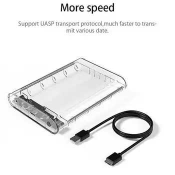 

3.5 Inch USB3.0 Hard Drive Enclosure Transparent Mobile HDD Box SSD Case Portable Hardisk For Win 2000/XP/7/8/MAC9.1 above/Linux