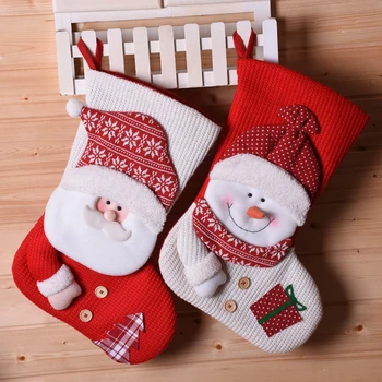 

Big Size Knit Christmas Stockings Santa Claus Christmas Gift Bags Christmas Tree Ornaments New Year Christmas Gifts for Kid