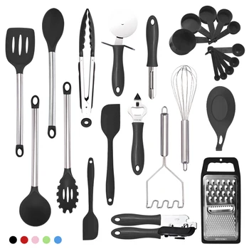 

Kitchen Utensil Set 25Piece Cooking Utensils Silicon and Stainless Steel Nylon Non-stick Spatula Set Baking Tool Set Gift