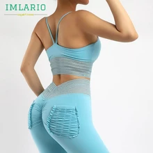 Imlario New Sports Bra Lake Blue Exercise Yoga Tank Racerback Medium Support Workout Tops Absorb Sweat Women Active Sportswear