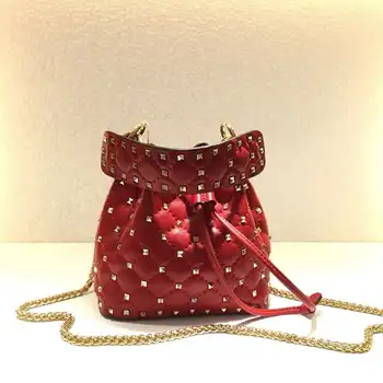 

Sheepskin Bucket Bags Genuine Leather Rivet Crossbody Bags Tote Bags for Women Luxury Handbags Women Bags Designer