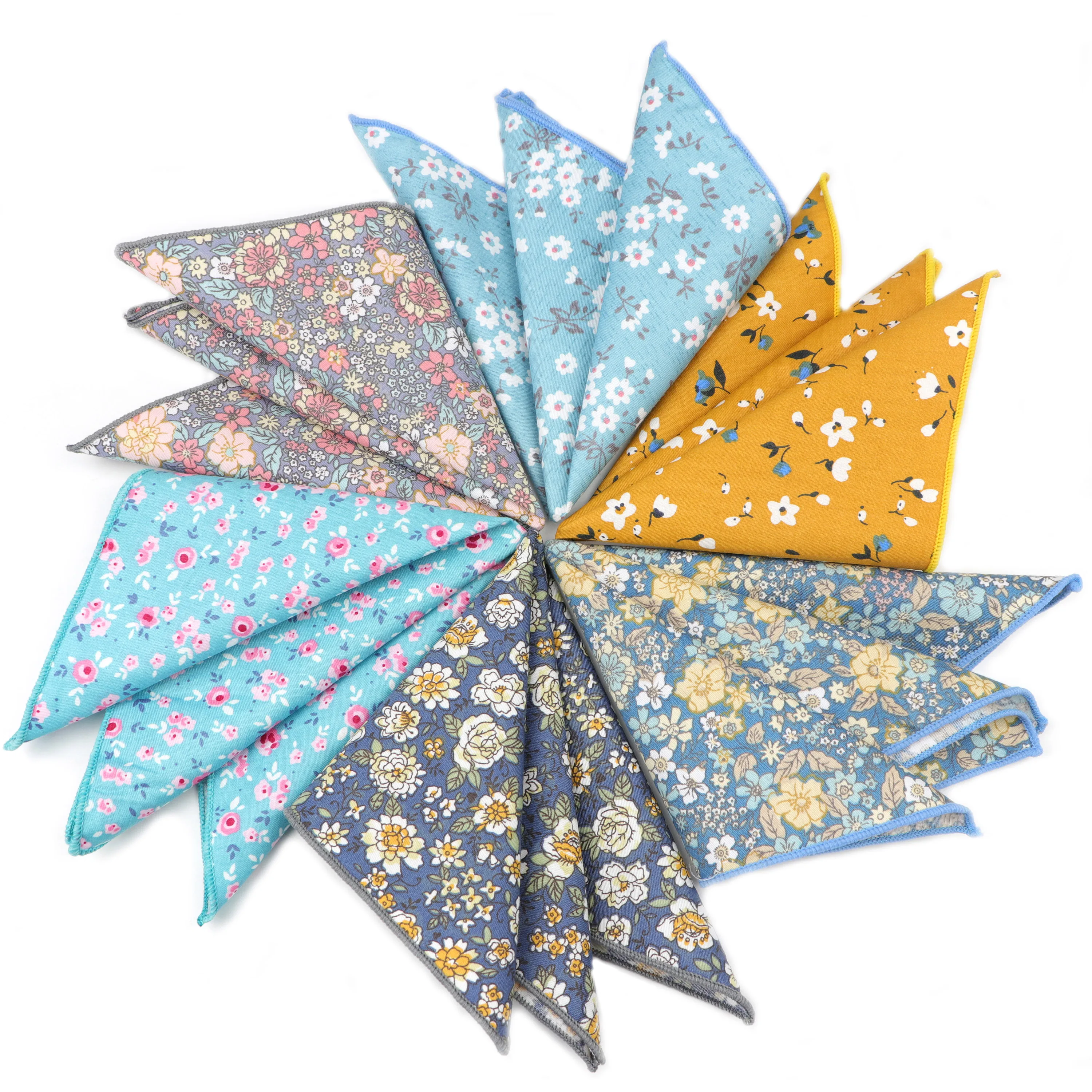 Vintage Floral Cartoon Printed Handkerchief Cotton Women Men Wedding Suits Pocket Square Adult Gift Accessory High Quality