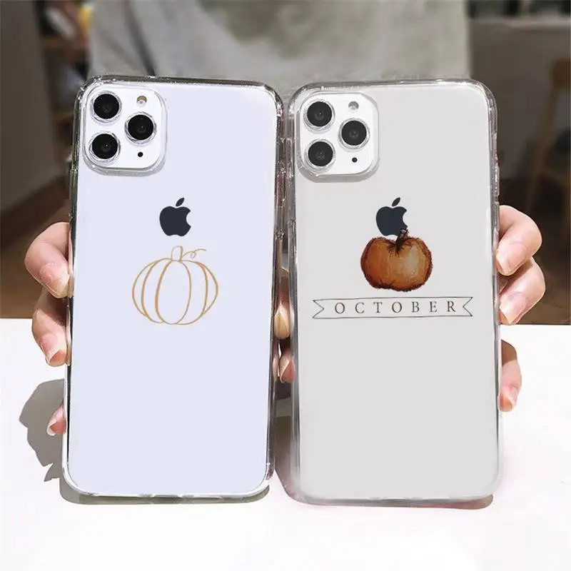 

Pumpkin happy autumn fall leaves Phone Case Transparent soft For iphone 5 5s 5c se 6 6s 7 8 11 12 plus mini x xs xr pro max