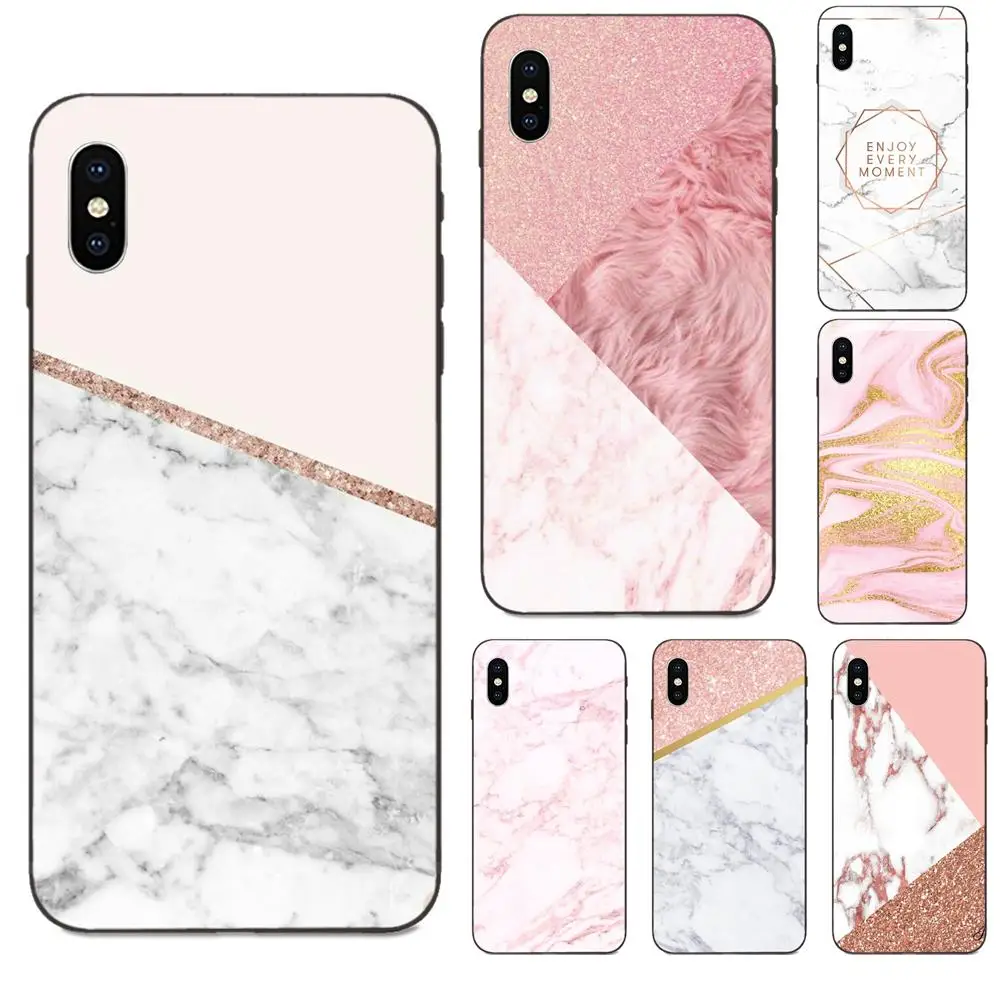 Мягкий телефон с принтом для Apple iPhone 4 4S 5 5S SE 6 S 7 8 11 Plus X XS Max XR Pro розовое золото блеск