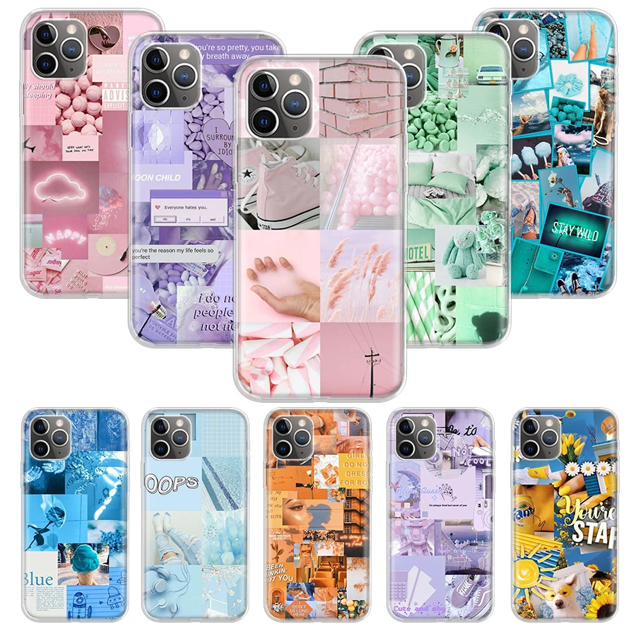 Estetik Kolaj Sevimli Soyut Sanat Telefon Kilifi Icin Apple Iphone 11 13 12 Pro Xs Max Xr X 7 8 6 6s Arti Mini 5 5s Se Yumusak Arka Phone Case Covers Aliexpress