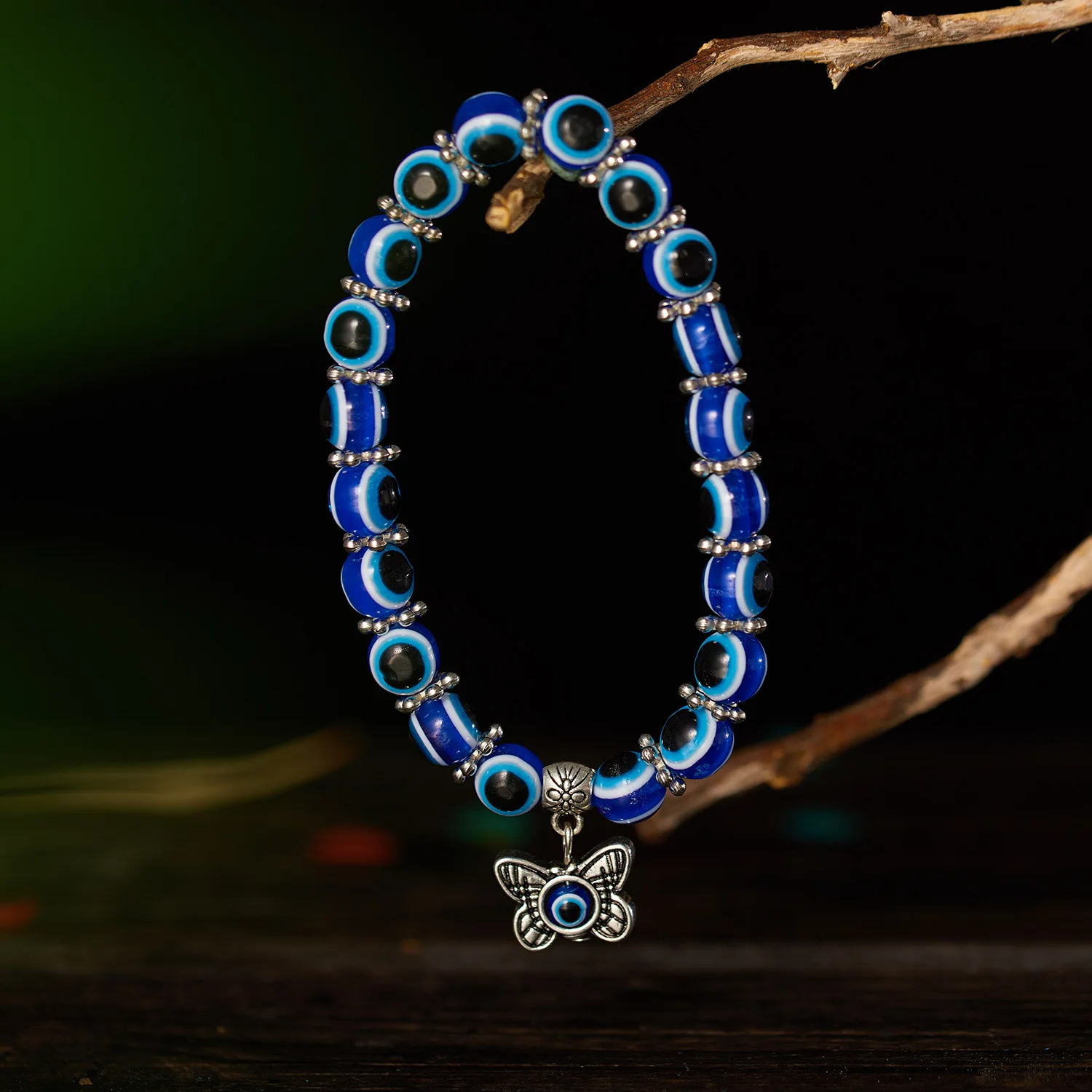 Blue Evil Eye Bracelet Hand of Fatima Turkey Thousand Eyes Wish Handmade Women's Resins Bead Bangle Elastic Bracelets Jewlery
