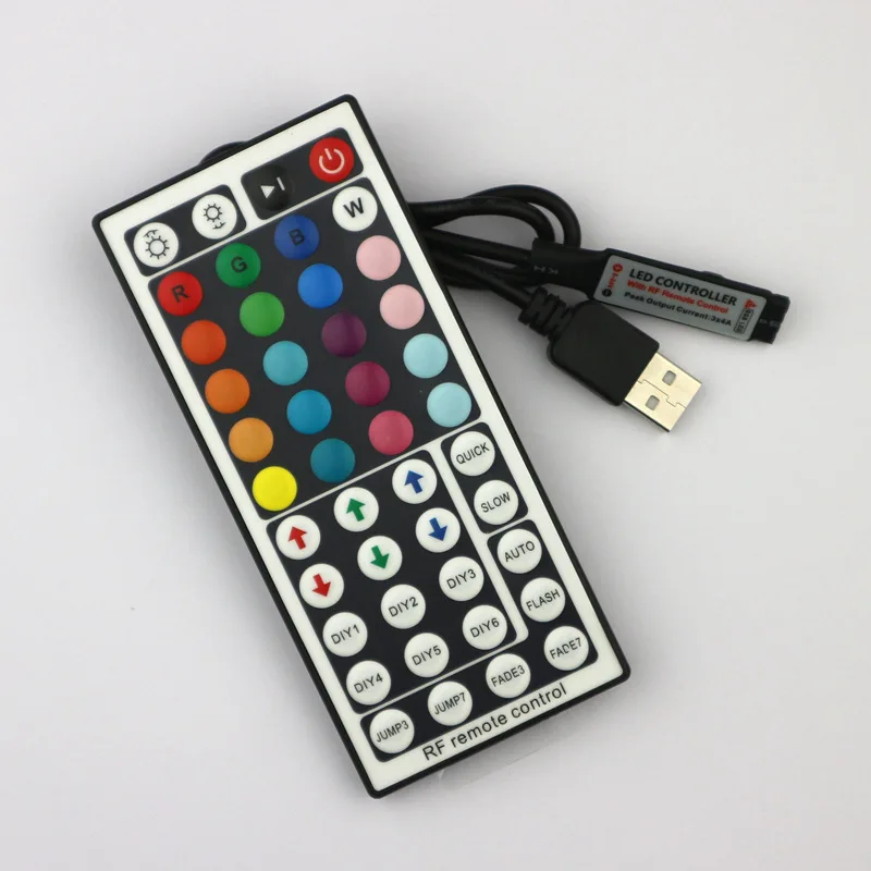 СВЕТОДИОДНЫЙ цветной мини-контроллер RF беспроводной RF 44 ключ мини USB 5 в световой ремень Артикул красочный RGB контроллер
