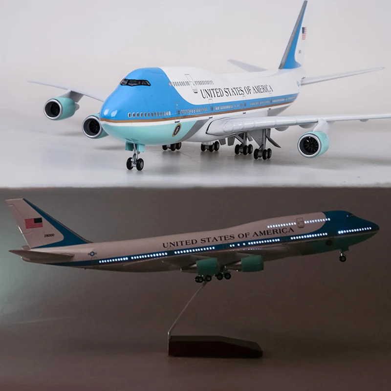 47 см 1:150 US Boeing B747 игрушечные модели самолетов сплав Воздушный самолет с светильник и колесами смолы пластиковые коллекции самолет игрушки шоу