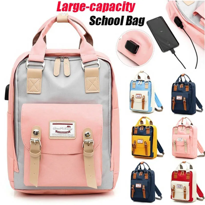 

New Ladies Backpack Large Capacity Student Bag USB Charging Waterproof Travel Backpack