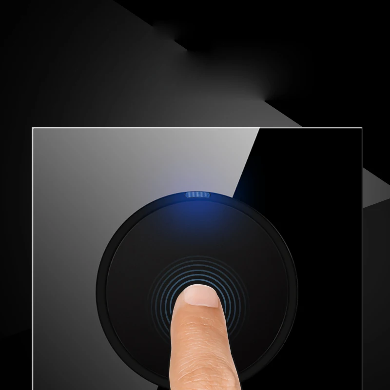 

1 2 3 4Gang 1 Way 2Way household black mirror glass wall switch socket panel LED light switch socket 86*86mm