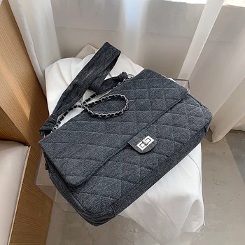 

2020 Fashion Chain Shoulder Bag Women Denim Quilted Bag Female Luxury Handbags Women Bags Designer Sac A Main Femme