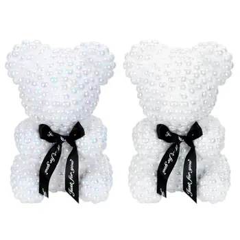 

21cm Foam Bear Modeling Imitation Pearl Handmade Craft Gift Christmas Valentine's Day Wedding Home Decoration