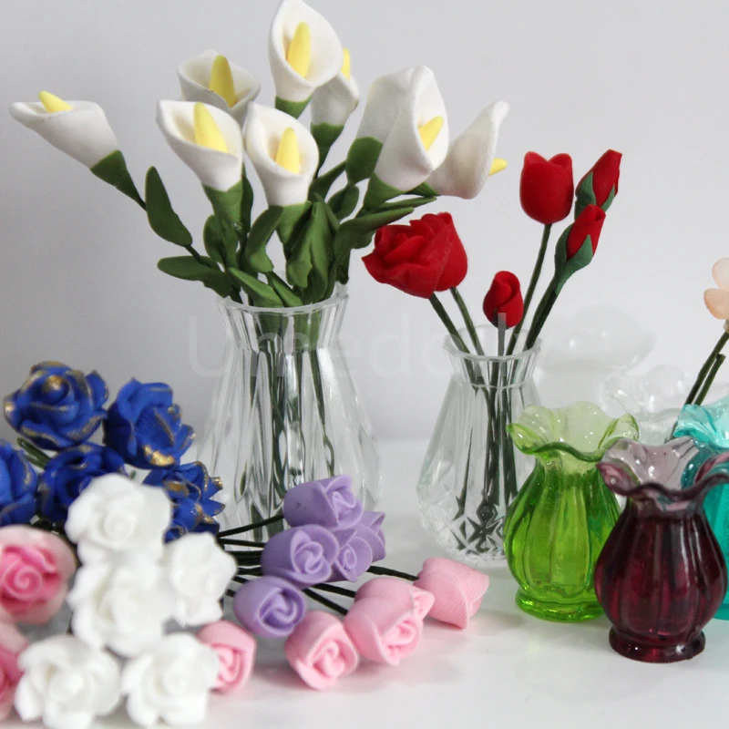 1/12 Lovely Miniature Dollhouse Daisy Flower Mini Rose Vase for Barbies Blyth Doll House Furniture Decoration Accessories | Игрушки и