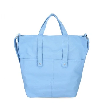 

4PCS / LOT Fashion Folding Canvas Shopping Bag Casual Girls Single Shoulder Bag Pure Color Reusable Tote Storage Bag