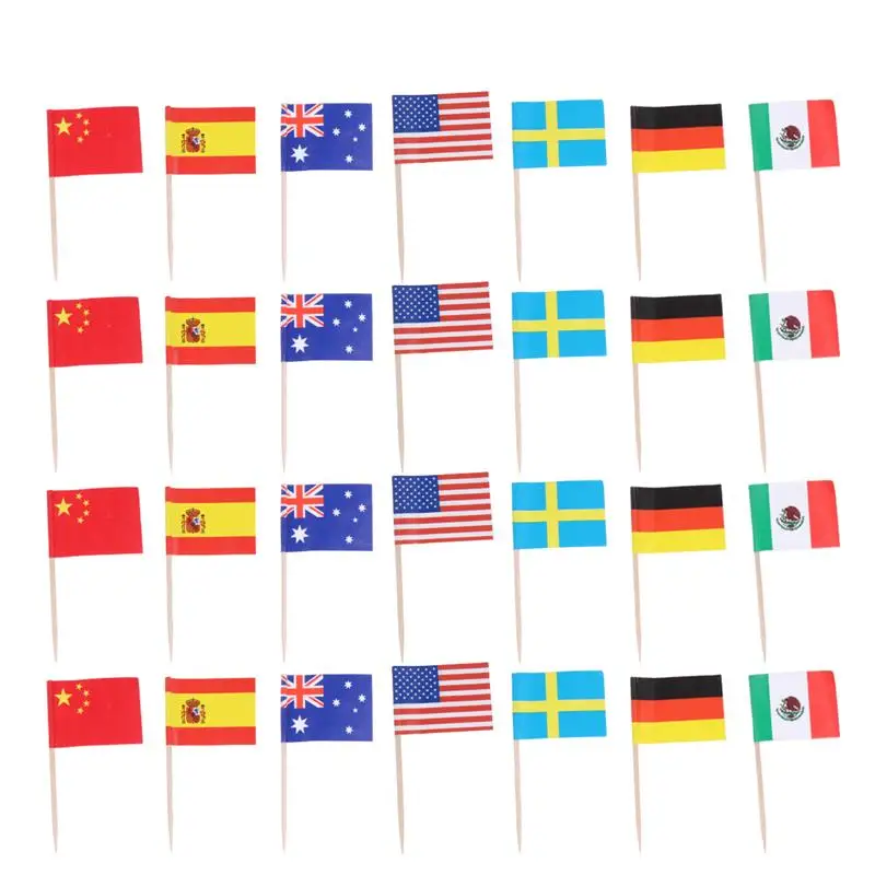 100 шт Вечерние Фруктовые палочки World National Flags коктейльные торт десерт зубочистки