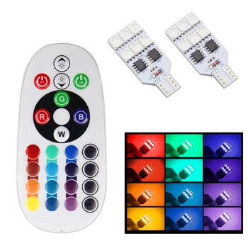 

2pcs T10 5050 SMD LED Light Bulb RGB Car Reading Wedge Side Light 12V LED Lamp Bulb Remote Controller 6 SMD 12 SMD Car styling