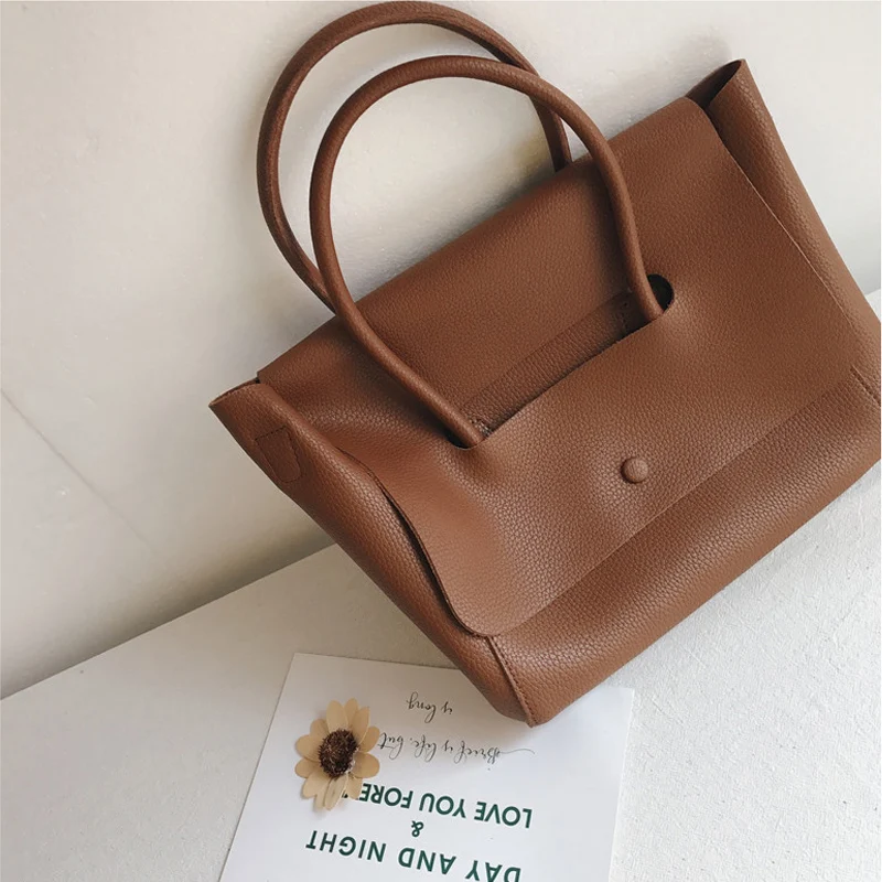 

Luxury Cowhide Handbags 2020 Brand New Lychee Pattern Simple Smiley Bag Soft Genuine Leather Wings Trapeze Bag Large Handbag