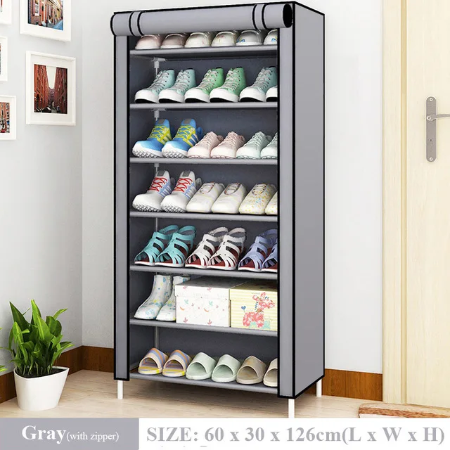 Multilayer Shoe Cabinet Vertical Space Saving Nonwoven Shoes Shelf Organizer Simple Combination Stand Holder Entryway Shoe Rack Zipper 8G