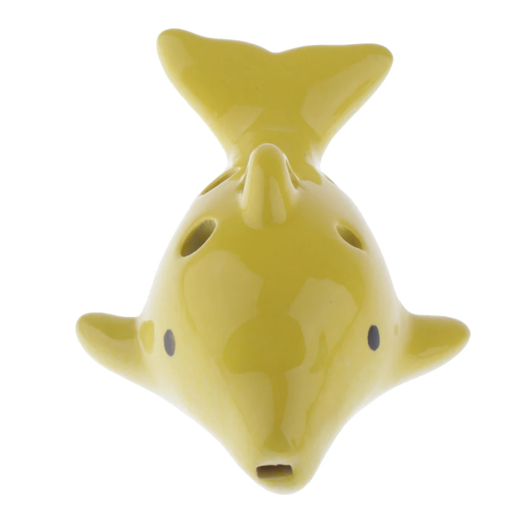 Милый альт окарина 6 отверстий Дельфин формы набор, для детей начинающих музыкальный подарок ремесло - Цвет: Цвет: желтый