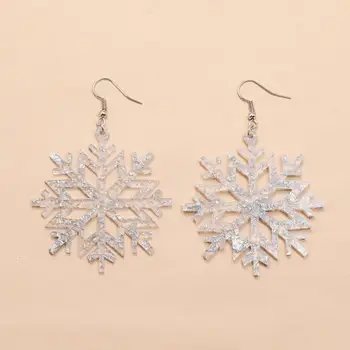 

Simple Shiny Silver Color Snowflake Acrylic Earrings for Women Fashion Tassel Gometric Hollow Out Dangle Earrings Christmas Gift