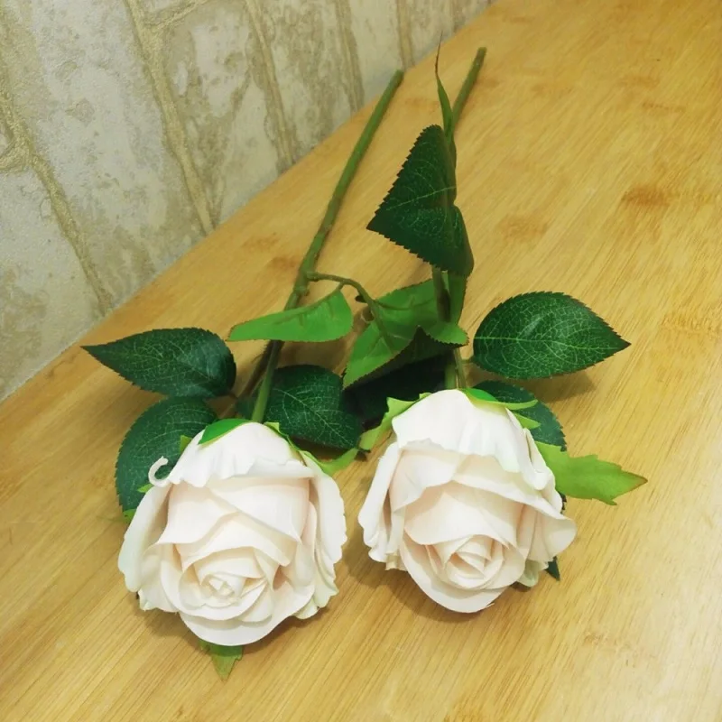 Шелковые розы, искусственный цветок, украшение для дома, цветы, искусственные цветы, для украшения, Hogar, белые Искусственные розы, подарок для влюбленных - Цвет: Шампанское