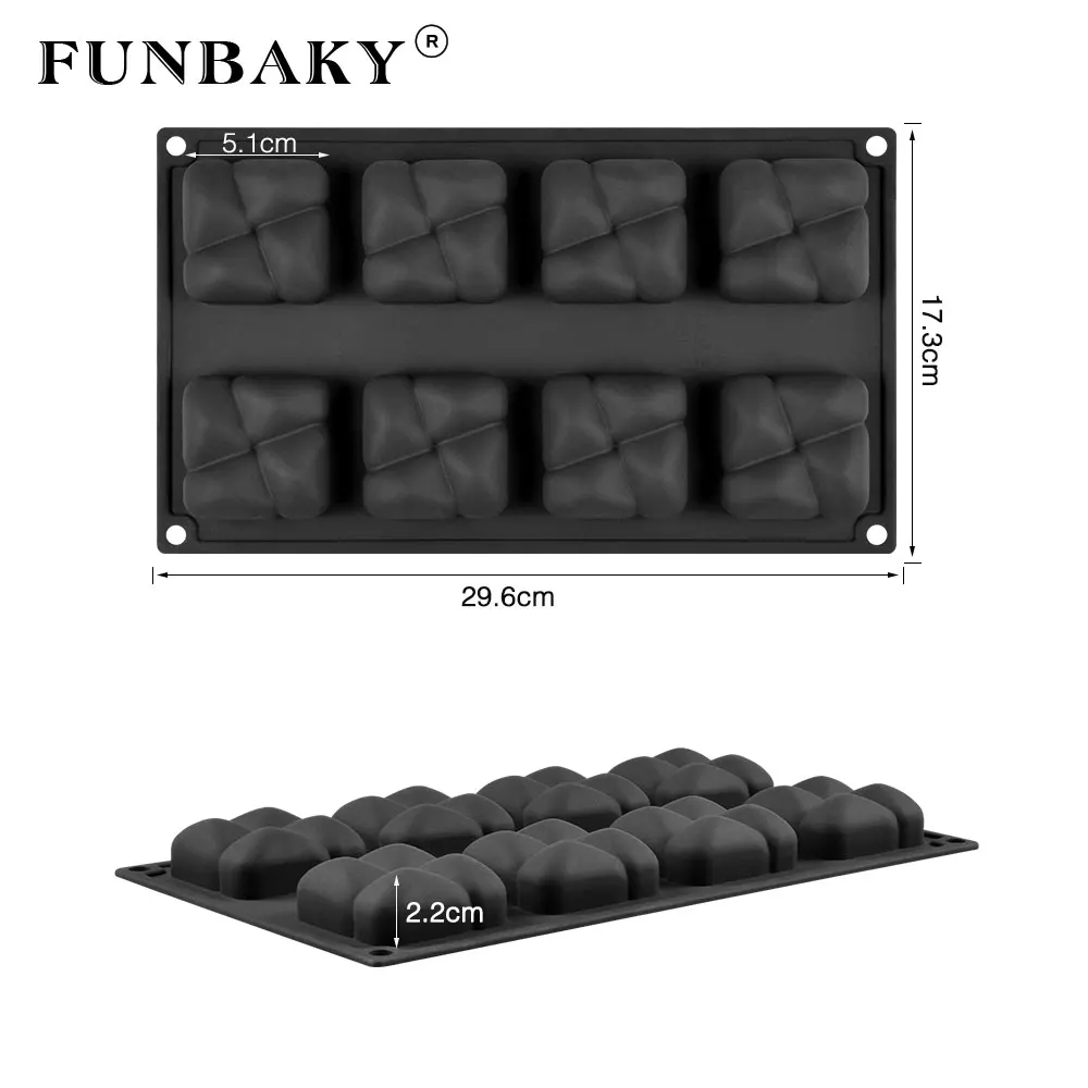 FUNBAKY 8 полости 3D мусс силиконовая форма для десертов украшения торта инструменты для выпечки DIY формы для выпечки желе формы
